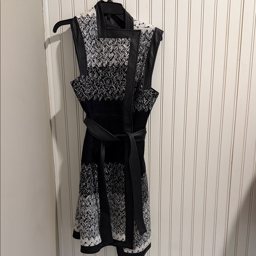 BCBGMaxAzria Black and White Midi Dress